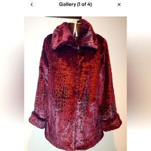 dennis basso platinum burgundy faux fur 3x luxury coat